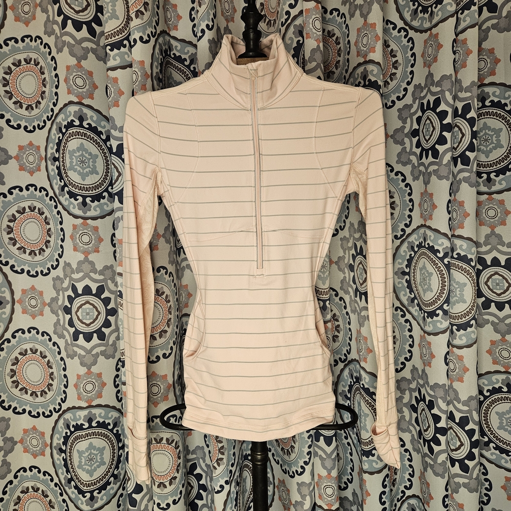 Lululemon Athletica Light Pink Striped Long Sleeve Top